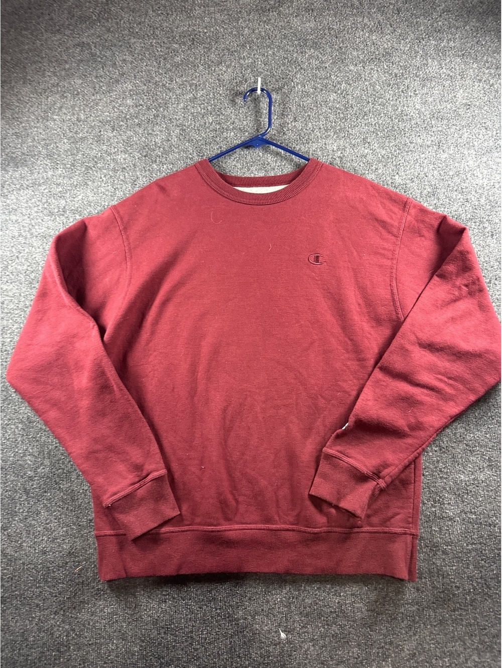 Champion Authentic Men's L Burgundy Crewneck Sweatshirt Pullover Logo